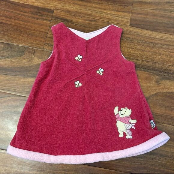 Winnie the Pooh Disney Sincerely Pooh Vintage fleece red/pink embroidered dress - Picture 1 of 4
